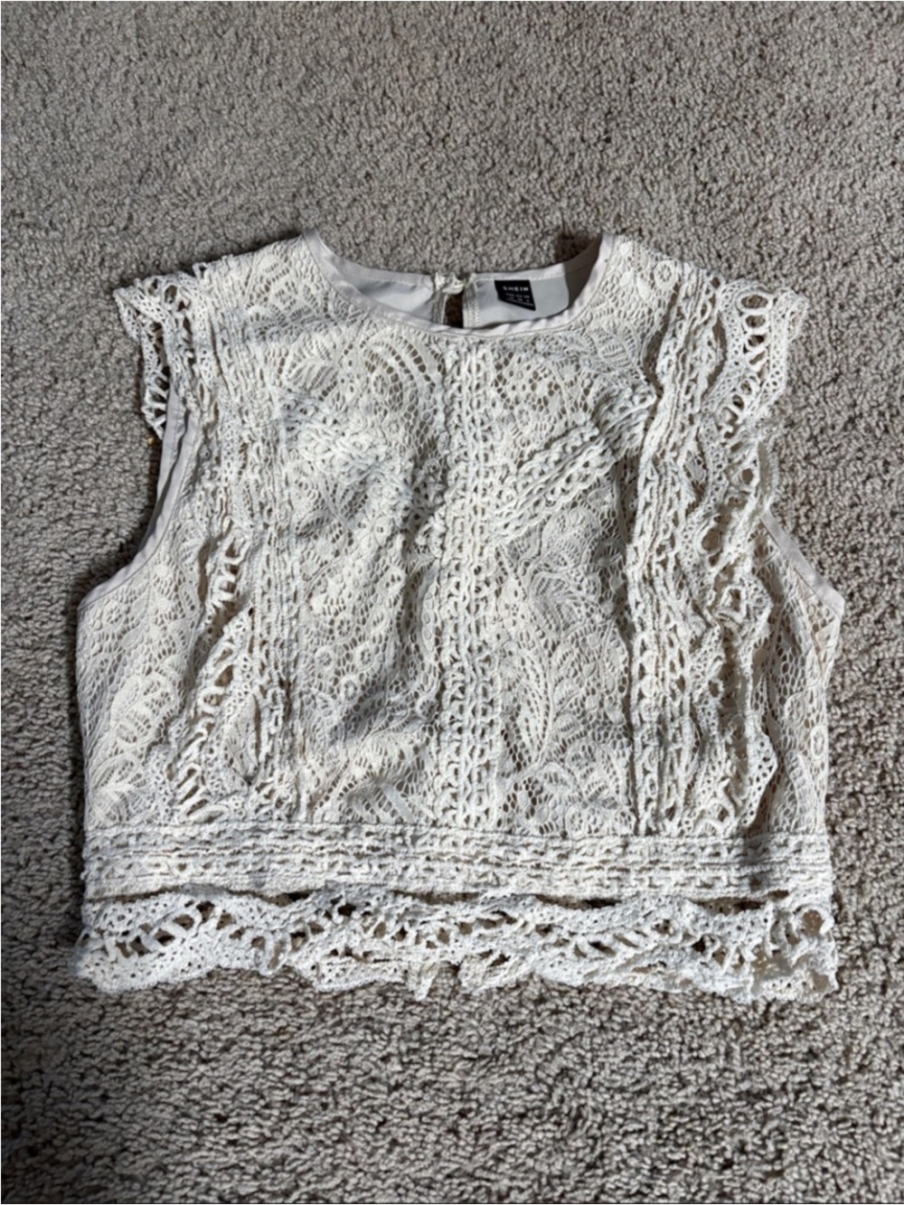 SHEIN White Crochet Lace Crop Top